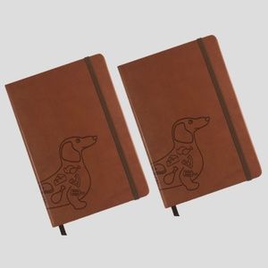 A5 PU LEATHER HARDCOVER DACHSHUND 2PCS (DOT GRID)